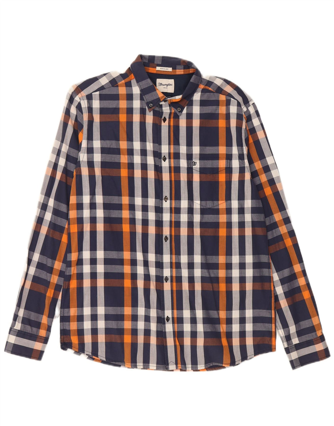 Wrangler Herre Regular Fit skjorte Medium marineblå ternet bomuld