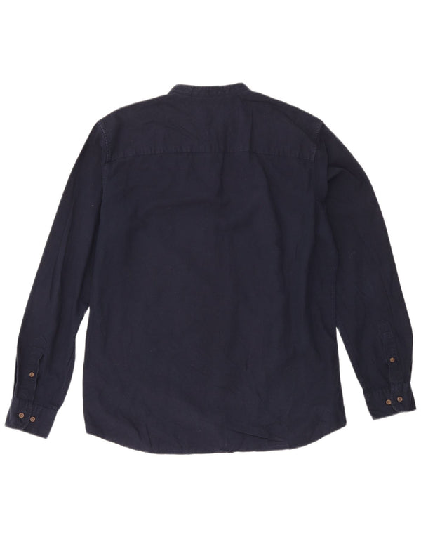 Jack & Jones Mens Slim Fit Pullover Shirt Large Navy Blue Cotton