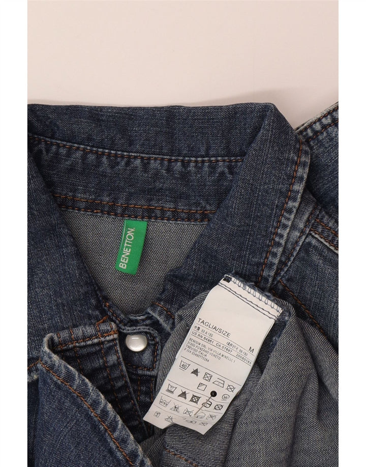 Benetton Dame Denim Shirt UK 12 Medium Blue Cotton