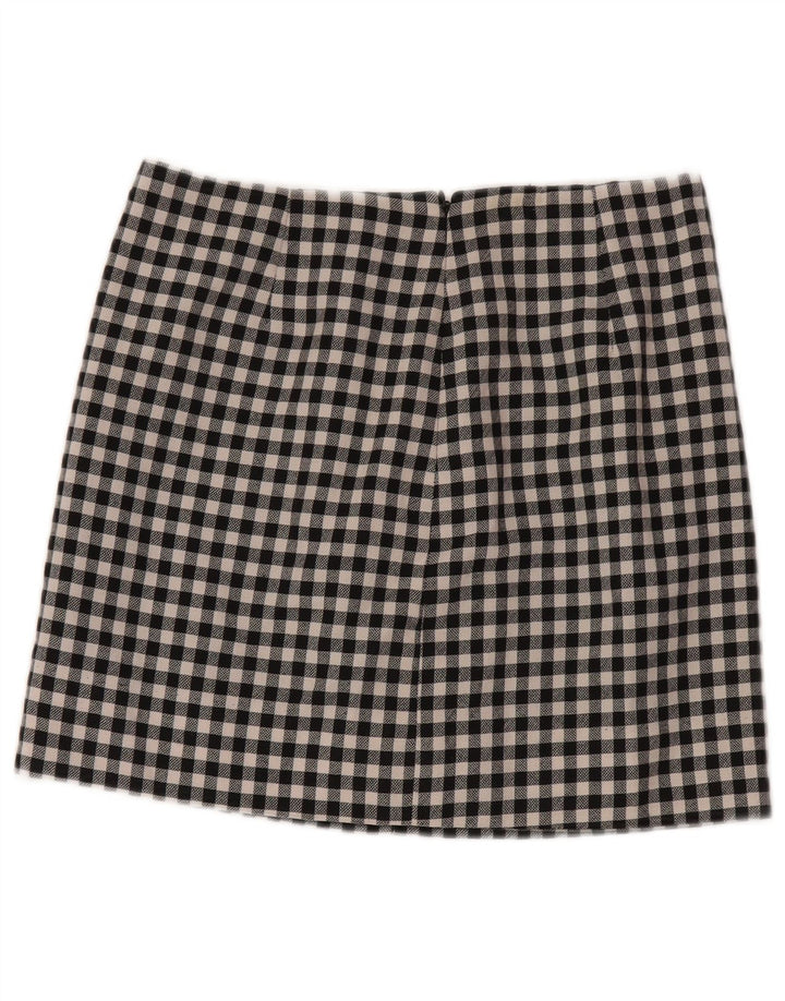 Moschino Dame Mini Nederdel UK 10 Small W28 Sort Gingham Virgin Wool