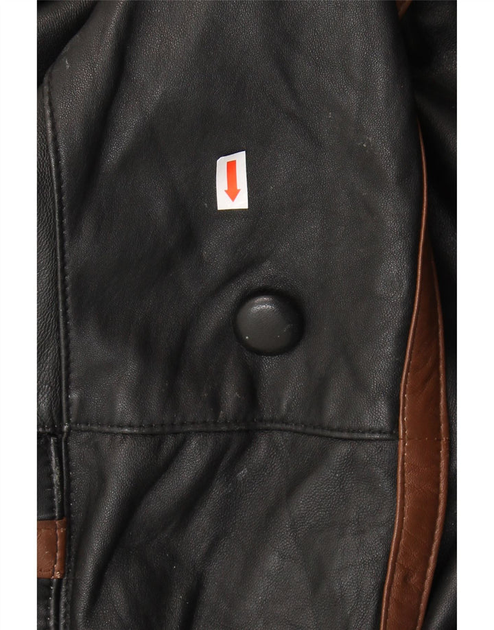 VINTAGE Læderfrakke til mænd UK 40 Stor sort farveblok