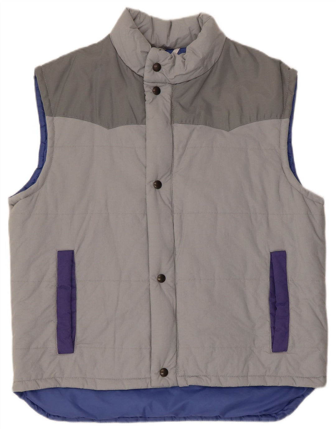 Vintage herre polstret Gilet IT 54 2XL Grå Colourblock