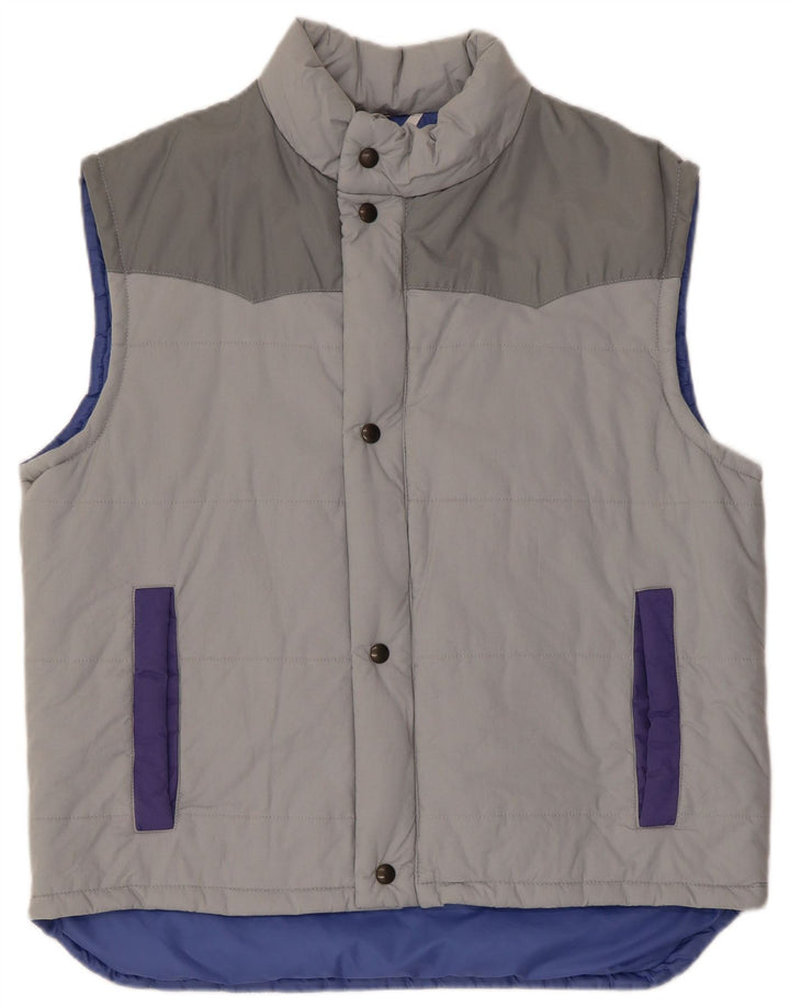 Vintage herre polstret Gilet IT 54 2XL Grå Colourblock