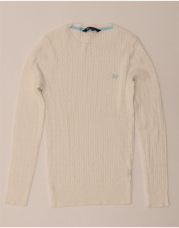 Besætningstøj Dame Boat Neck Jumper Sweater UK 10 Small White Bomuld