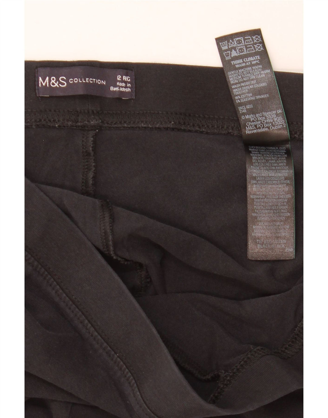 Marks & Spencer Dame Leggings UK 12 Medium Sort Bomuld