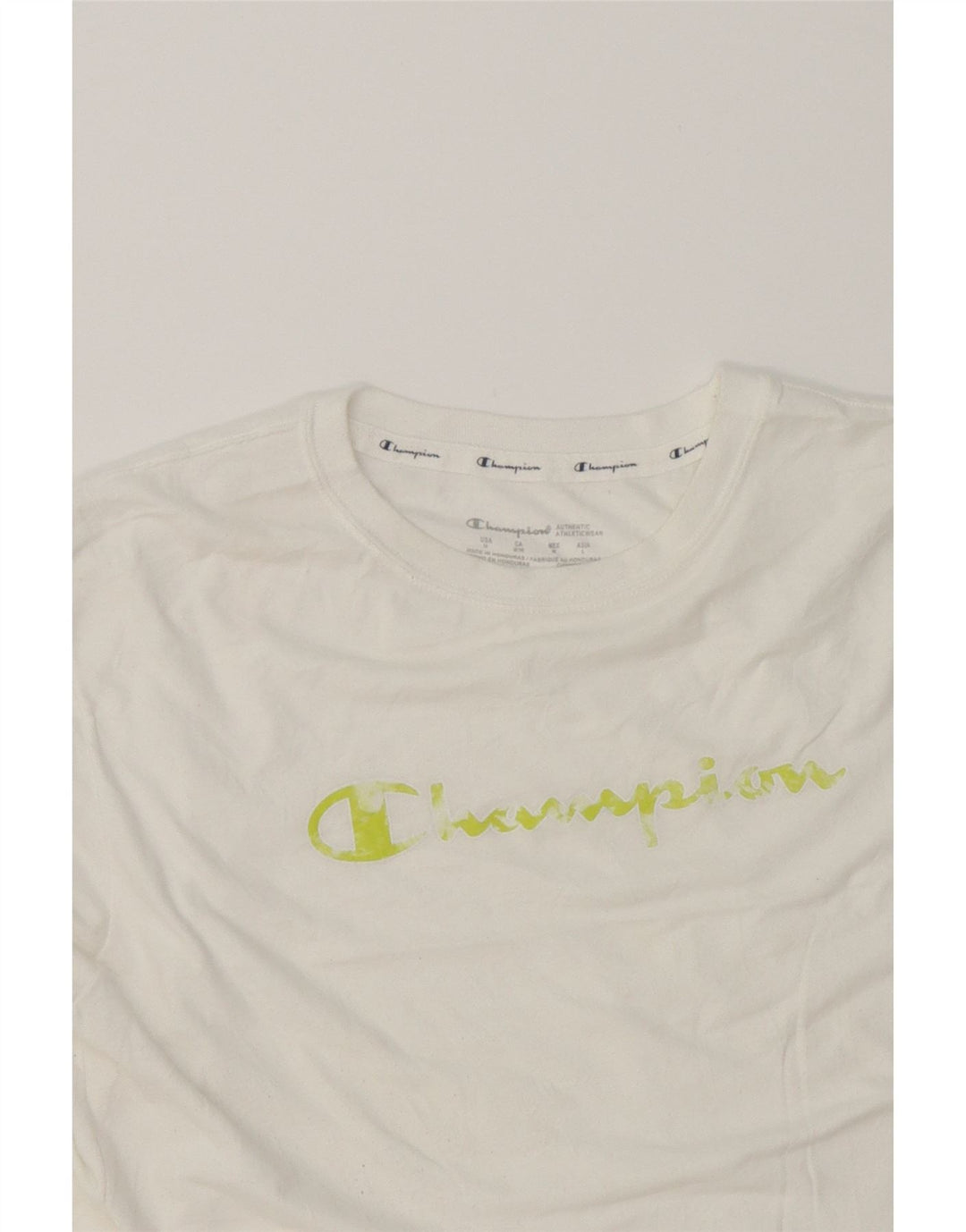 CHAMPION Womens Graphic T-Shirt Top UK 14 Medium White Cotton Vintage Champion and Second-Hand Champion from Messina Hembry 