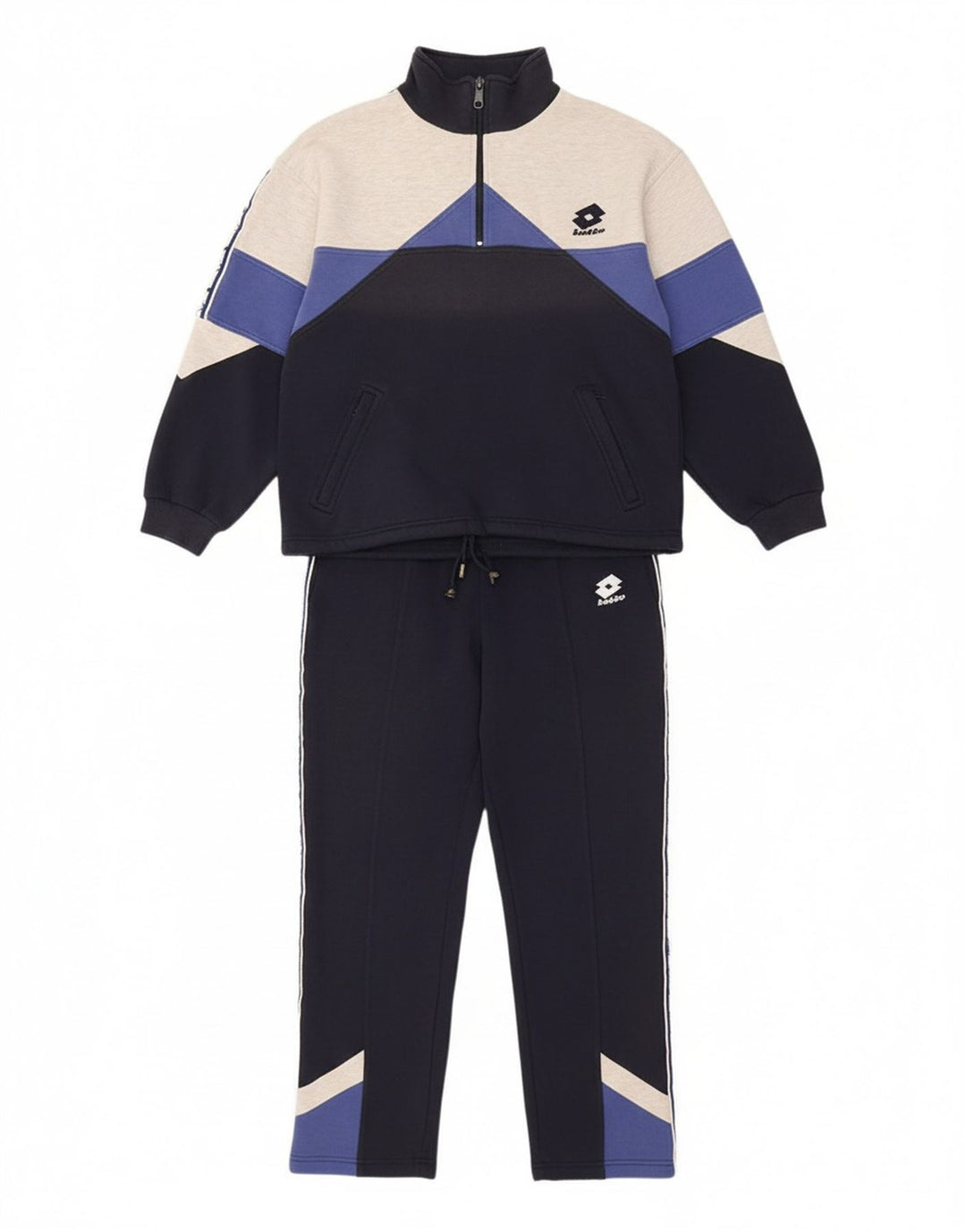 LOTTO Womens Graphic Full Tracksuit UK 14 Medium Navy Blue Colourblock