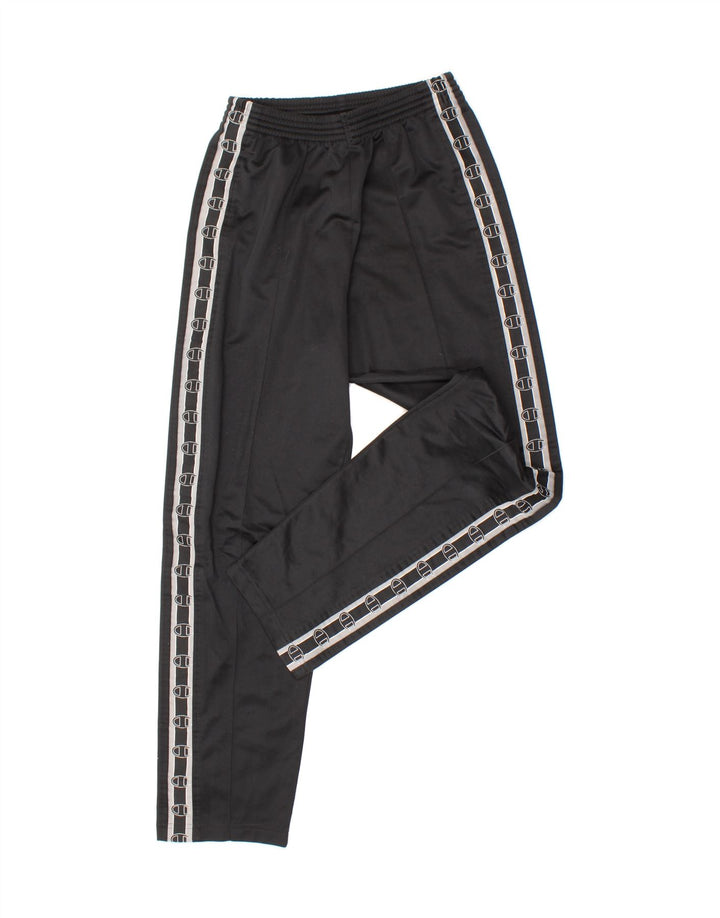 CHAMPION Mens Graphic Tracksuit Trousers Small Black Polyester Vintage Champion and Second-Hand Champion from Messina Hembry 