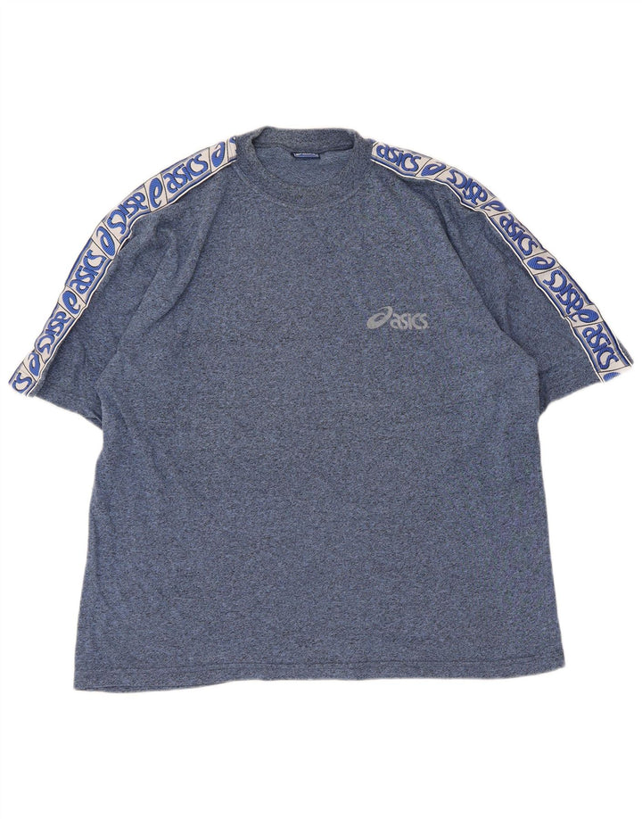 Asics Herre Regular Graphic T-Shirt Top Large Blue Colourblock