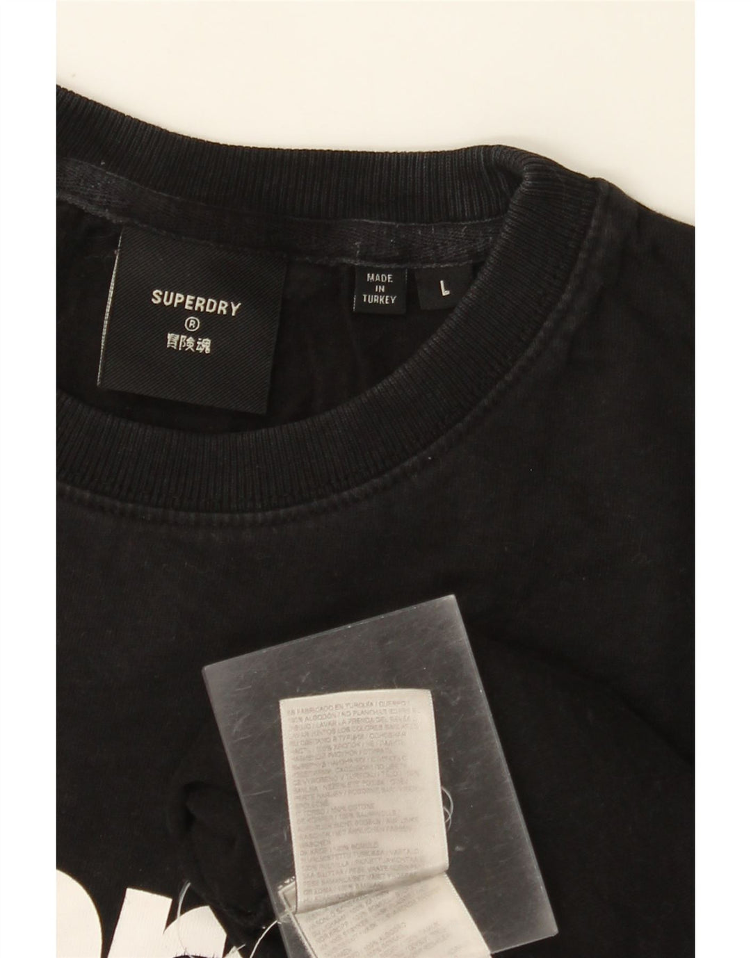 SUPERDRY Dame Grafisk T-Shirt Top UK 16 Stor Sort Bomuld