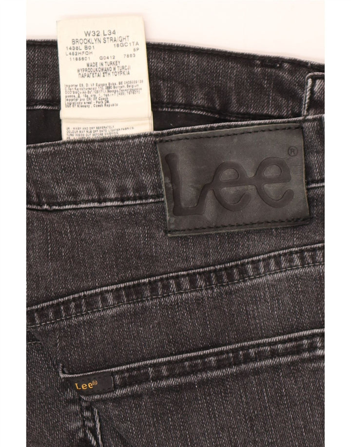 Lee Mens Brooklyn Straight Jeans W32 L34 Grå Bomuld