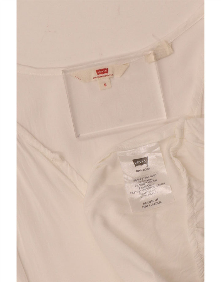 Levi's Dame ærmeløs bluse Top UK 10 Small White Rayon