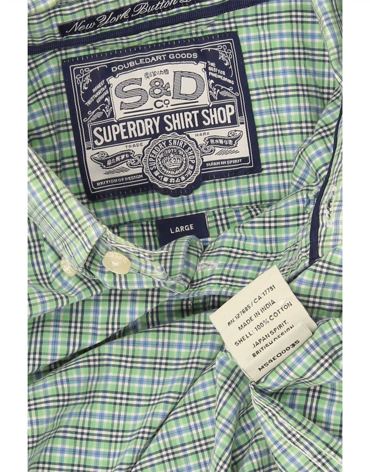 Superdry Herreskjorte Stor grøn Gingham Bomuld
