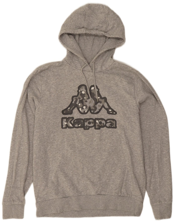 Kappa Mens Graphic Hoodie Jumper Large Grey Flecked Cotton