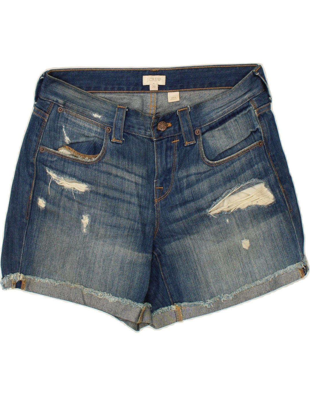 J. CREW Womens Distressed Denim Shorts W26 Small Blue Cotton Vintage J. Crew and Second-Hand J. Crew from Messina Hembry 