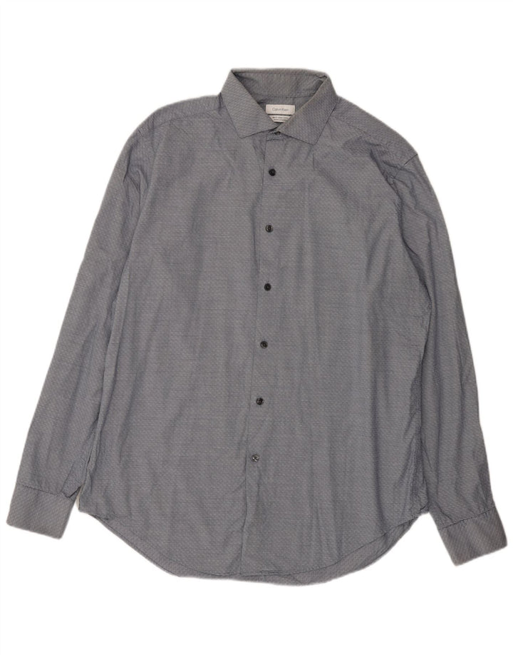 Calvin Klein Herre Slim Fit Skjorte Stor Marineblå Geometrisk
