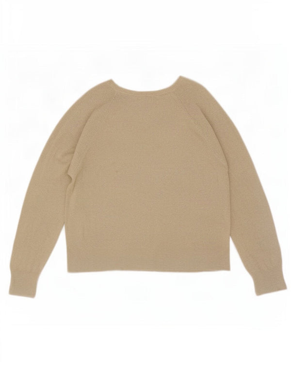 Zara Mens Oversized Boat Neck Jumper Sweater UK 10 Small Beige Flecked