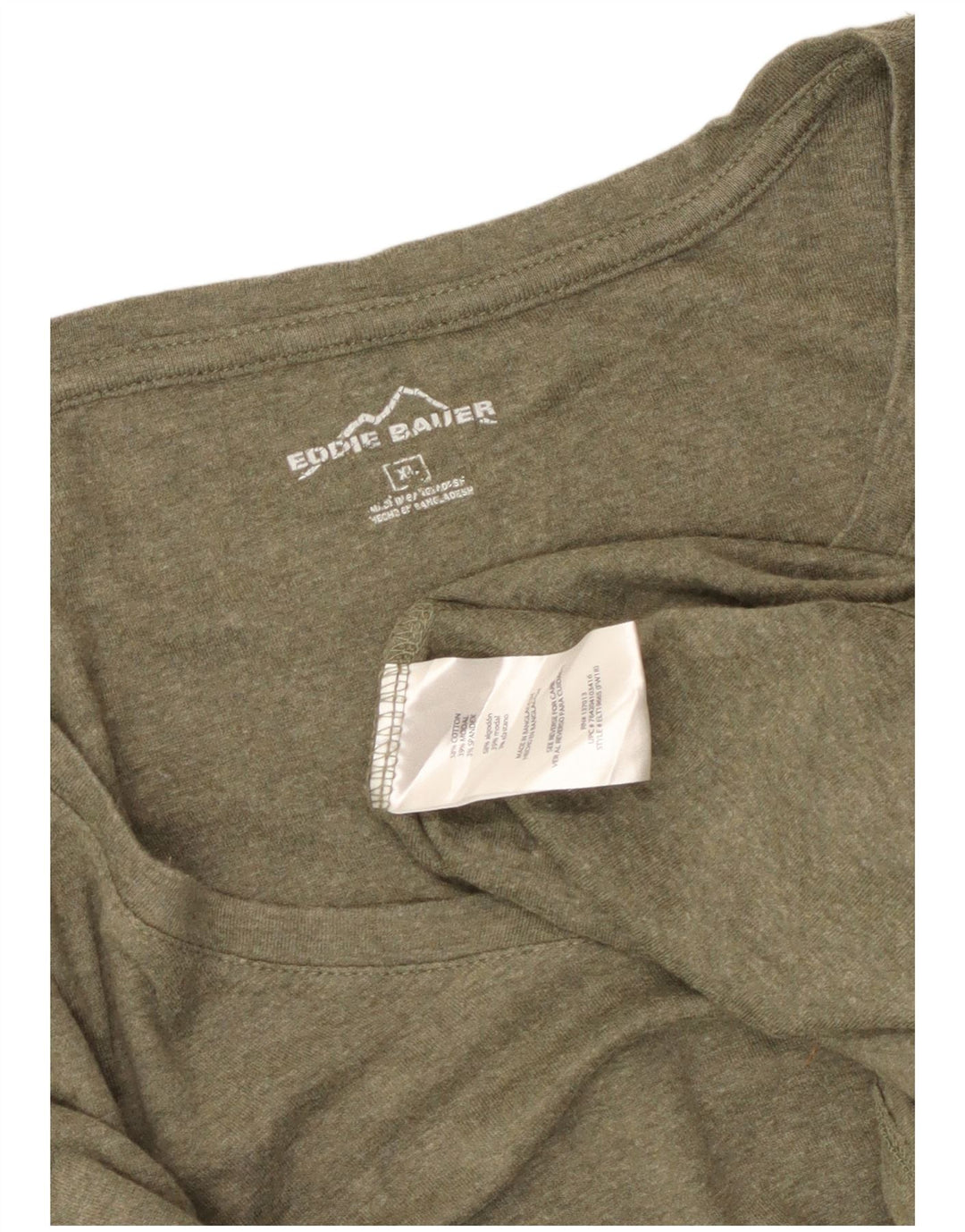 EDDIE BAUER Dame Top Langærmet UK 18 XL Khaki Bomuld