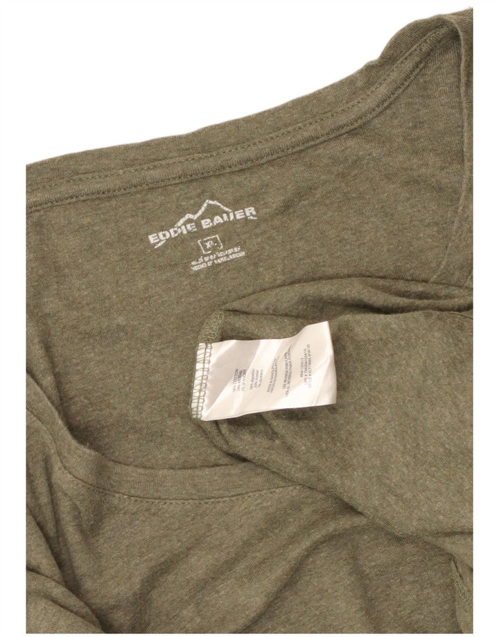 EDDIE BAUER Dame Top Langærmet UK 18 XL Khaki Bomuld
