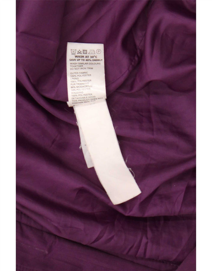 Marks & Spencer Dame Parkajakke med hætte UK 20 2XL Lilla Polyester