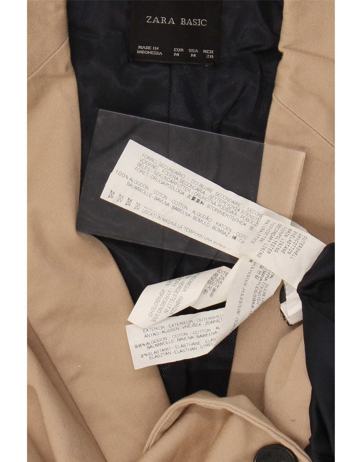 Zara Dame 1 Knap Blazer Jakke UK 12 Medium Beige Bomuld