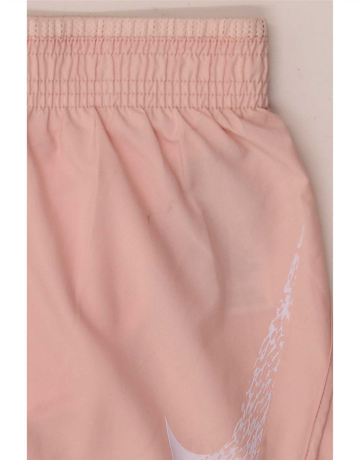 Nike Dame Dri Fit grafiske sportsshorts UK 10 Small Pink Polyester