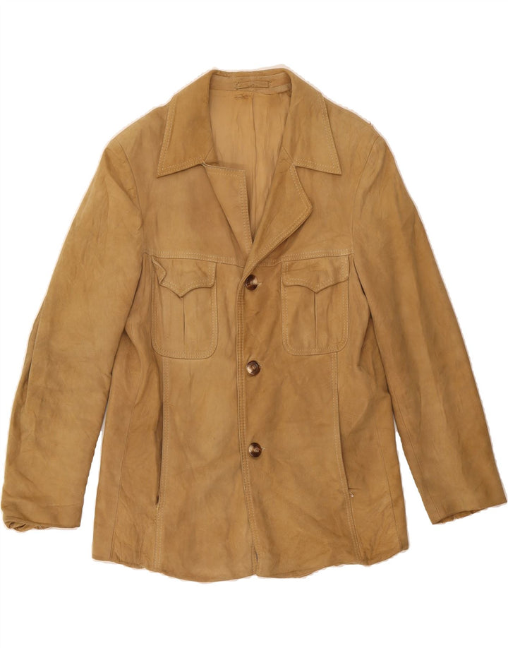 PEEK & CLEPPENBURG Womens Leather Jacket UK 14 Large Beige Vintage Peek & Cleppenburg and Second-Hand Peek & Cleppenburg from Messina Hembry 