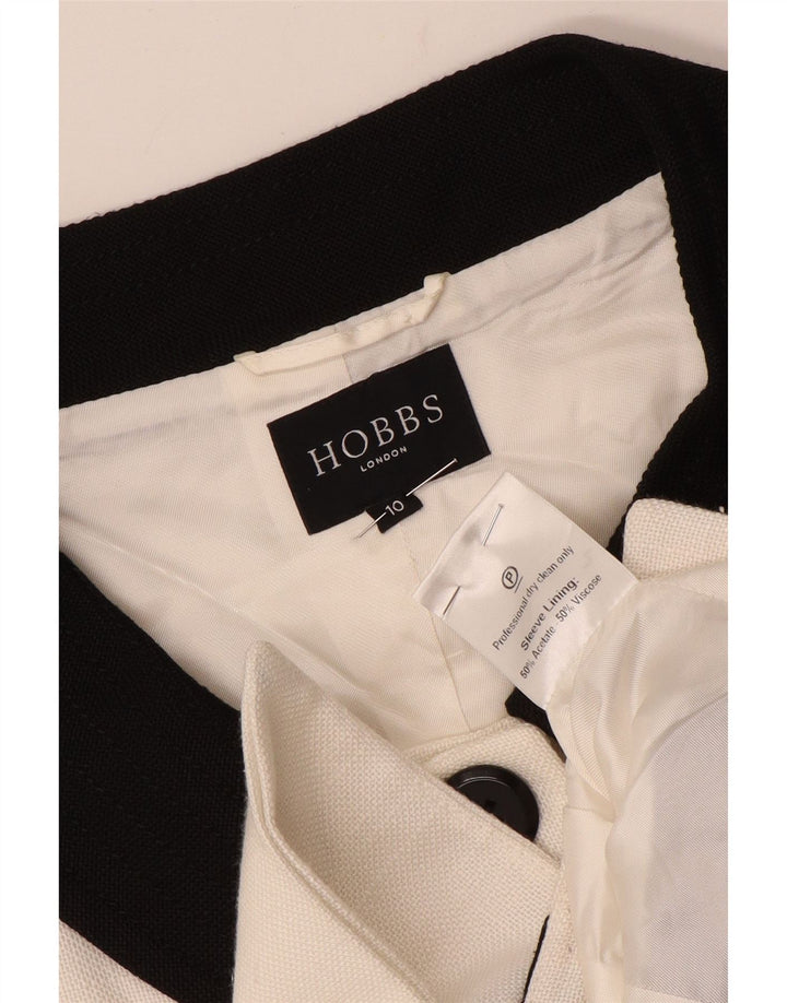 Hobbs Dame Crop 2 Button Blazer Jacket UK 10 Small White Colourblock