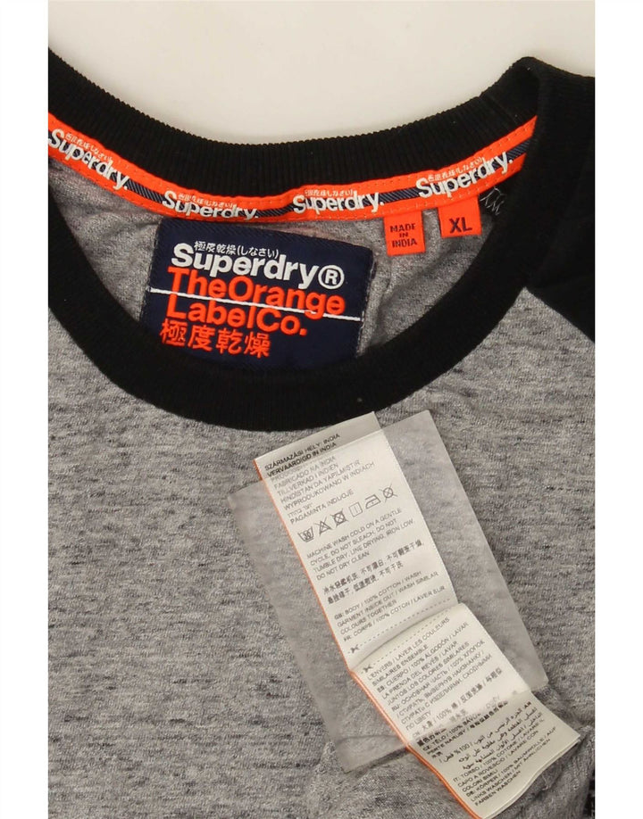 Superdry Herre Top Langærmet XL Grå Colourblock Bomuld