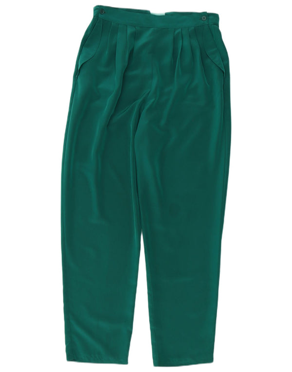 Vintage kvinders højtaljede afslappede bukser W30 L29 Grøn polyester