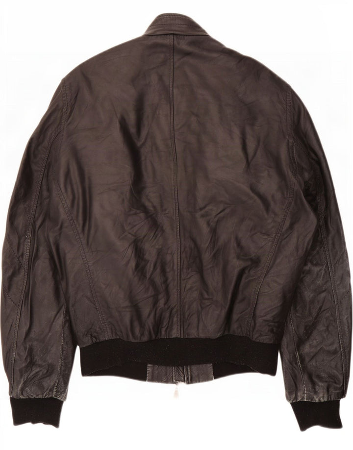 Hogan dame bikerjakke i læder UK 12 Medium Sort