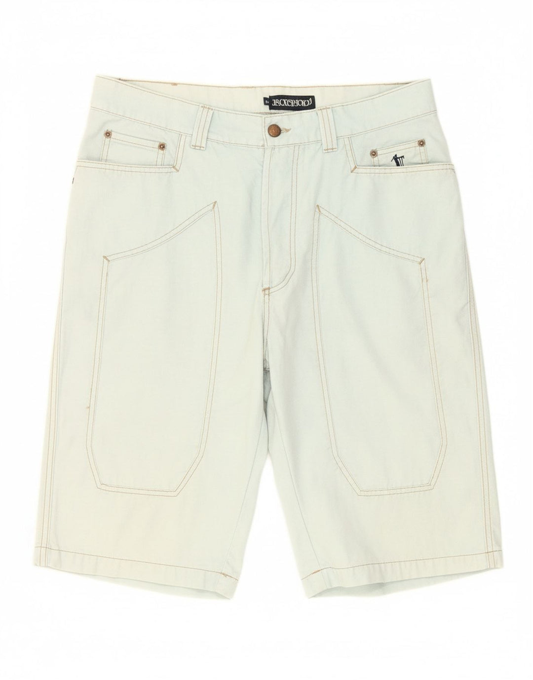 JECKERSON Mens Casual Shorts W34 Large Blue Cotton