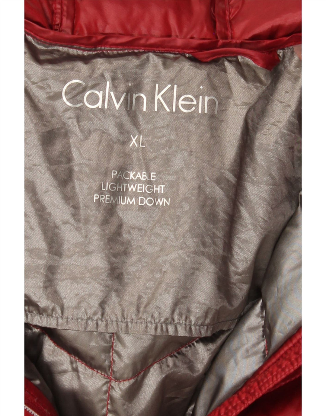 CALVIN KLEIN Womens Hooded Padded Jacket UK 18 XL Red Polyester Vintage Calvin Klein and Second-Hand Calvin Klein from Messina Hembry 