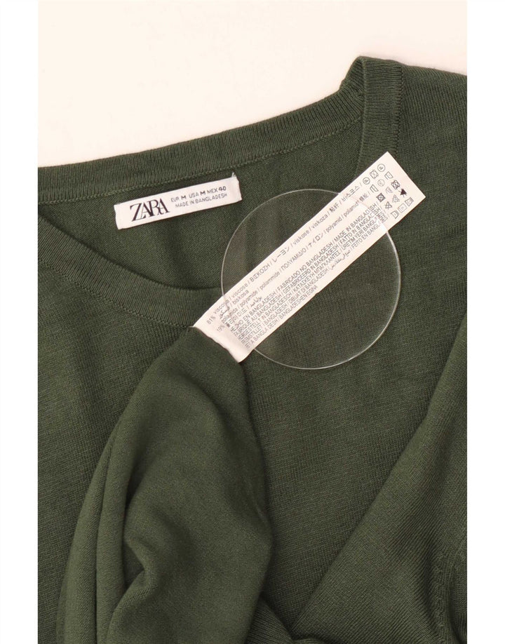 Zara Herre Boat Neck Jumper Sweater Medium Green Viscose