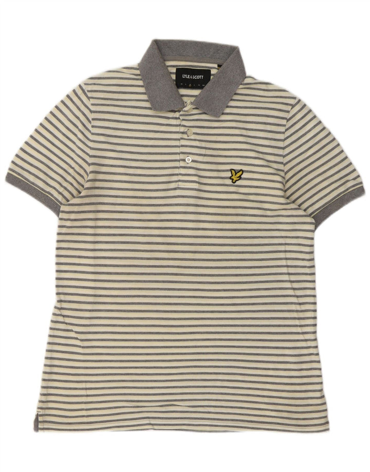 Lyle & Scott Herre poloshirt Medium Off White Stribet bomuld