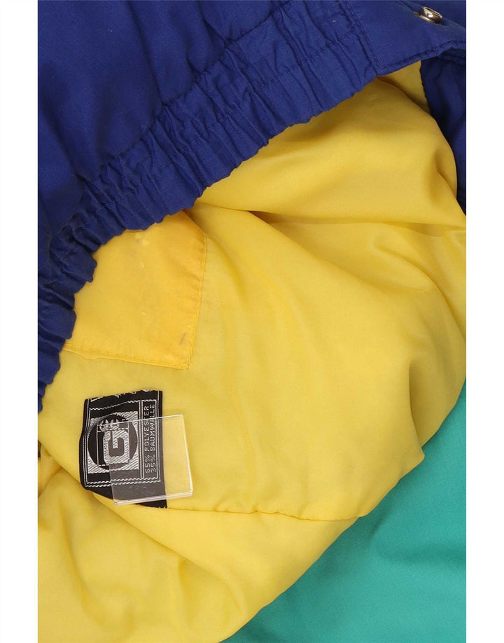 Vintage Skijakke med hætte til mænd UK 38 Medium Multicolored Colourblock