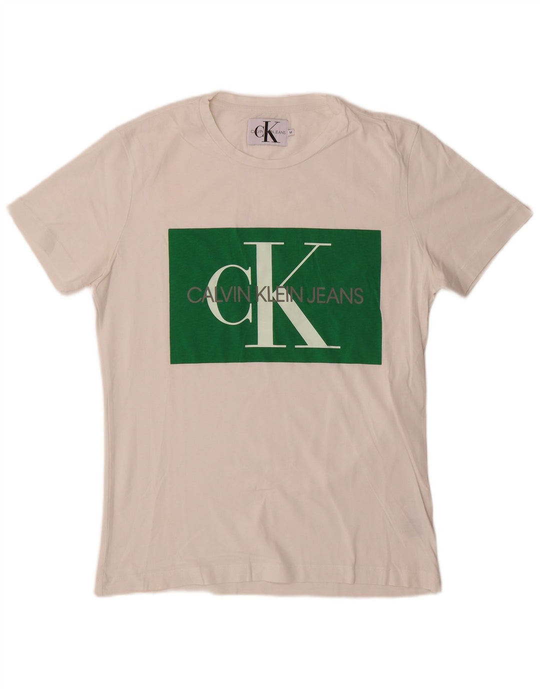 Calvin Klein Jeans Herre grafisk T-shirt Top Medium Hvid Bomuld