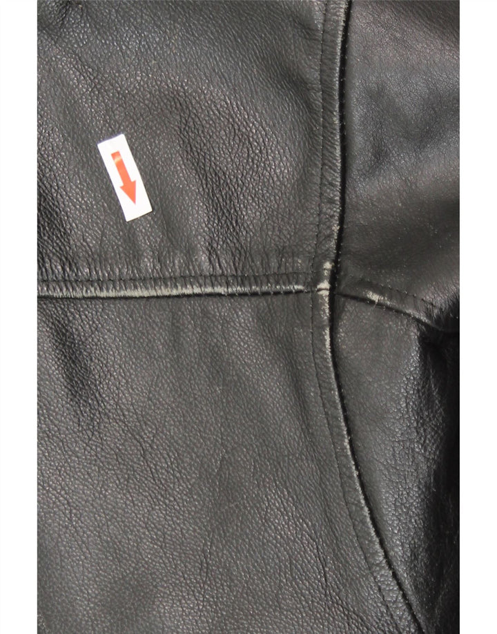 Vintage Herre Bomber Læderjakke IT 54 2XL Sort Læder