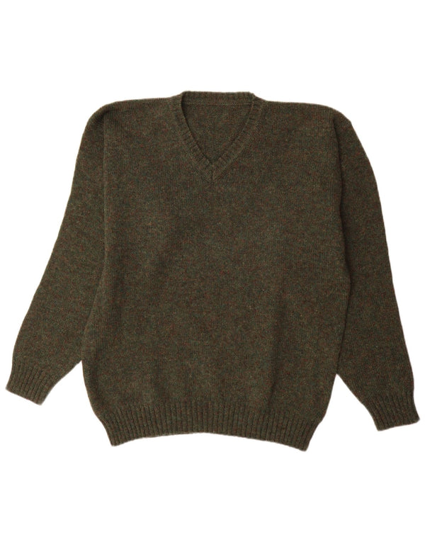 Vintage herre V-hals sweater XL Khaki