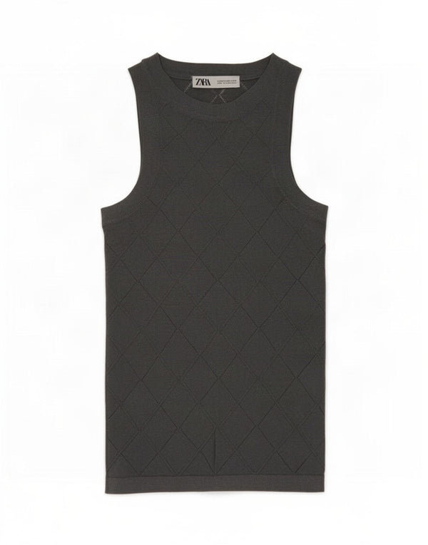 Zara Damevest Top UK 6 XS Grå Geometrisk Viscose