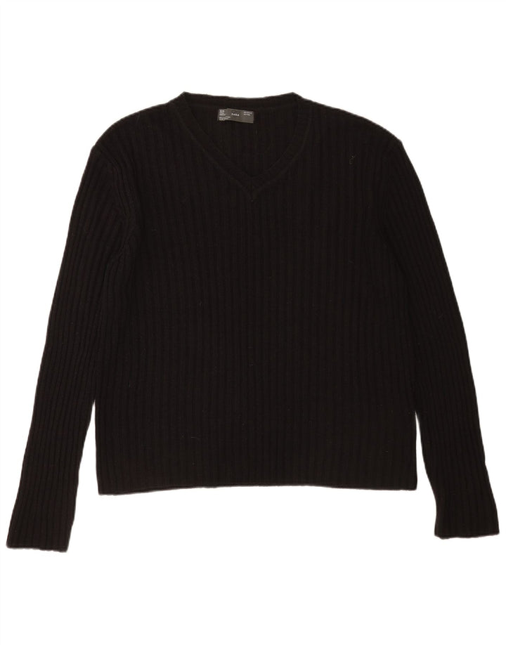 Zara Herre V-hals sweater Stor Sort Akryl