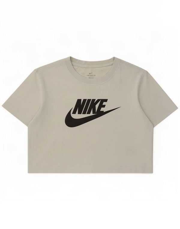 Nike Womens Crop Oversized grafisk T-shirt-top UK 6 XS Hvid Bomuld