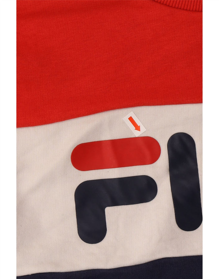 FILA Graphic Sweatshirt Jumper UK 14 Medium Navy Blue Colourblock