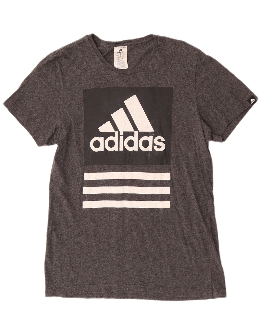 Adidas Herre grafisk T-shirt Top Medium Grey Flecked Bomuld