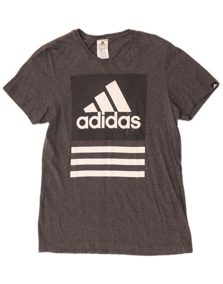 Adidas Herre grafisk T-shirt Top Medium Grey Flecked Bomuld