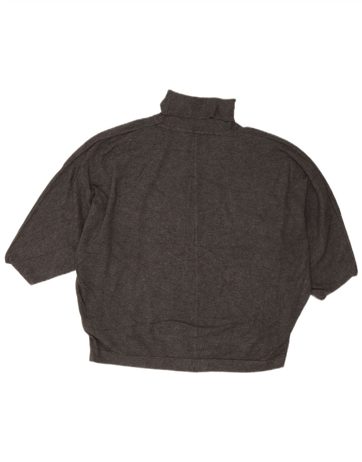 Phase Eight Dame Crop Roll Neck Jumper Sweater UK 14 Large Grey