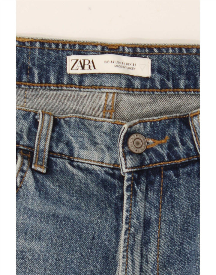 Zara Herre Distressed Denim Shorts EU 40 Medium W31 Blå