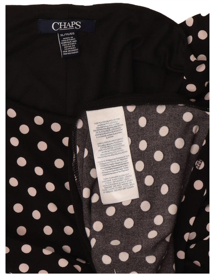 Chaps Dame Ærmeløs Skede Kjole UK 18 XL Sort Polka Dot Polyester
