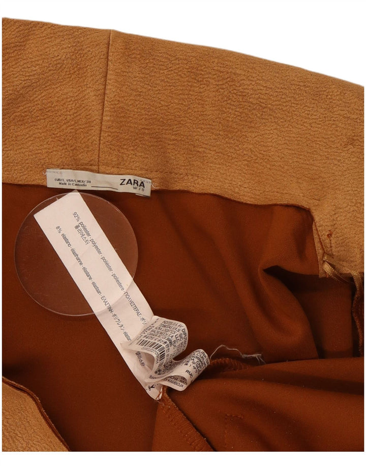 Zara Womens Longline Cardigan Sweater UK 16 Large Brown Polyester