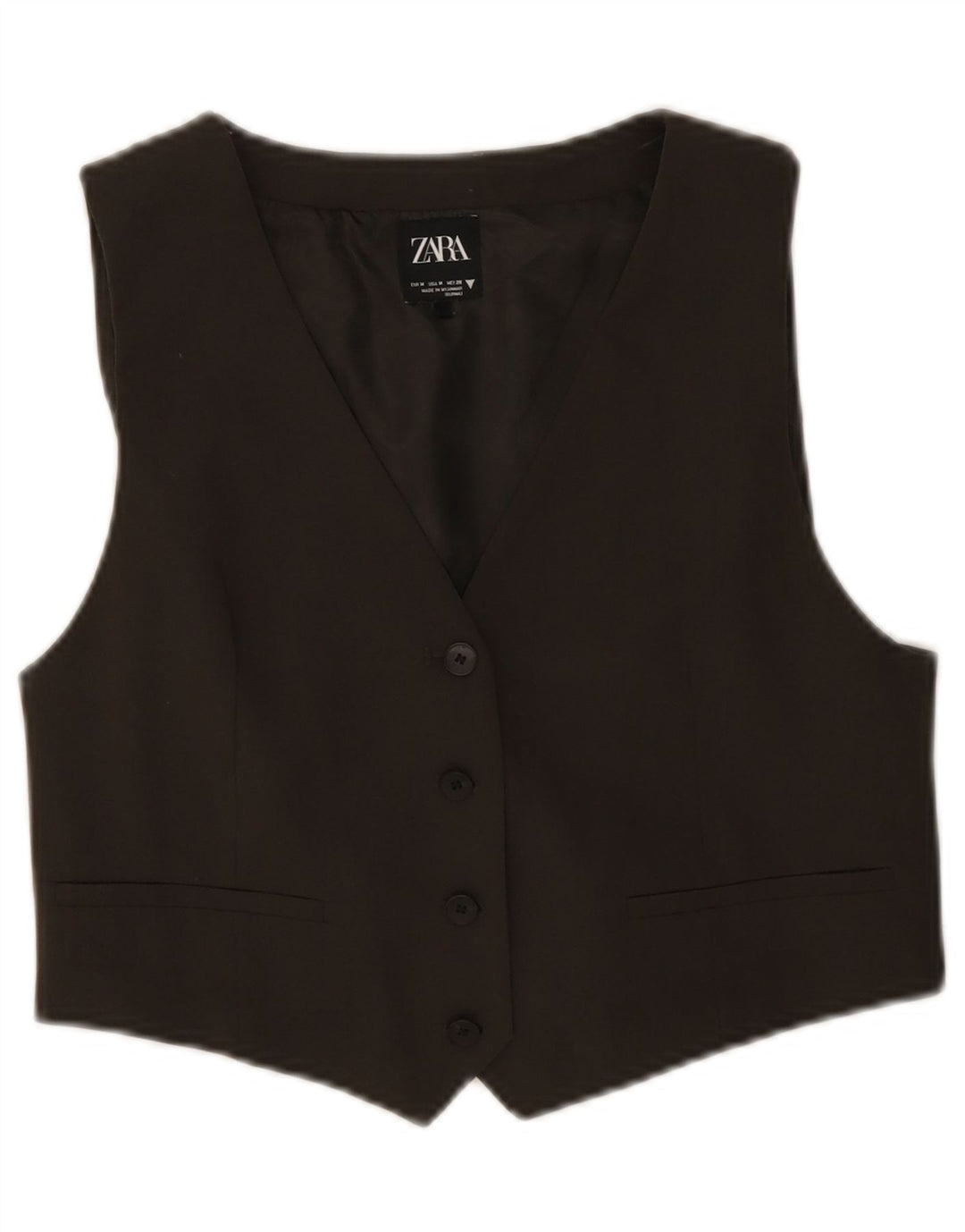 Zara Womens Crop vest UK 12 Medium Khaki Polyester